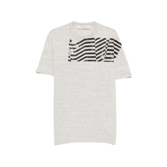 Golden Goose Men `Journey` Regular T-Shirt With Flag Print